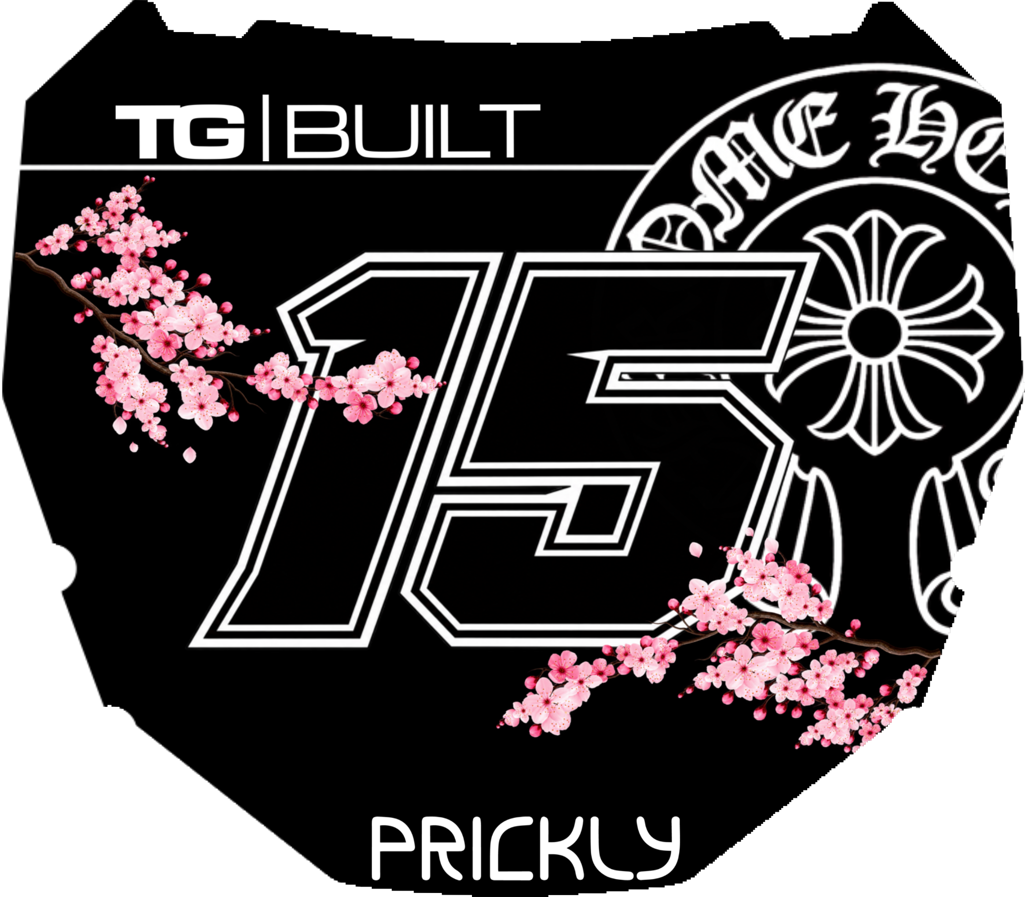 Example black and pink number plate decal